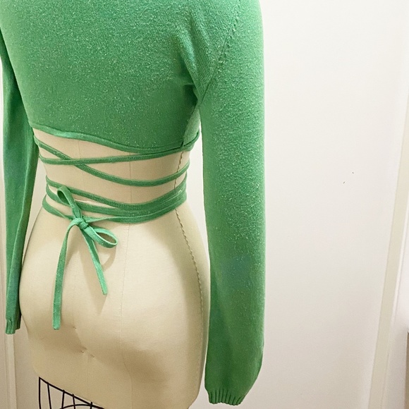 Unique DKNY Terry Knit Long Sleeve Crop Wrap Top S - Picture 14 of 14